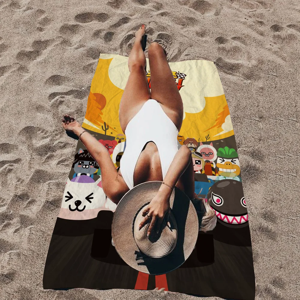 Милое пляжное полотенце из микрофибры K-Kakaos F-Friends с принтом альпинизм йога