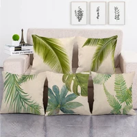 linen cushion case tropical plants print throw pillows cushion cover living room decorative pillowcase square cushion cover