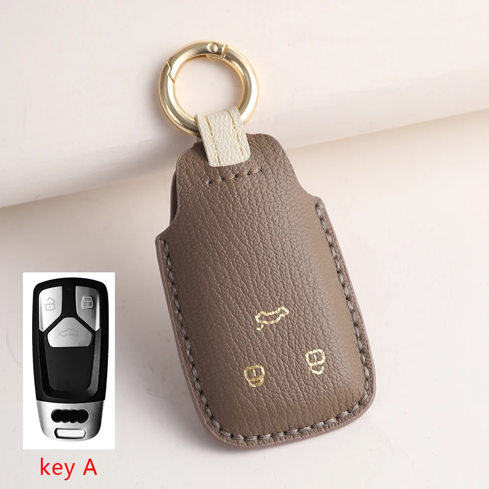 Кожаный Автомобильный Брелок для Audi A4 B9 A5 A6 8S 8W Q5 Q7 4M S4 S5 S7 TT TTS TFSI RS 2019 2020 2021