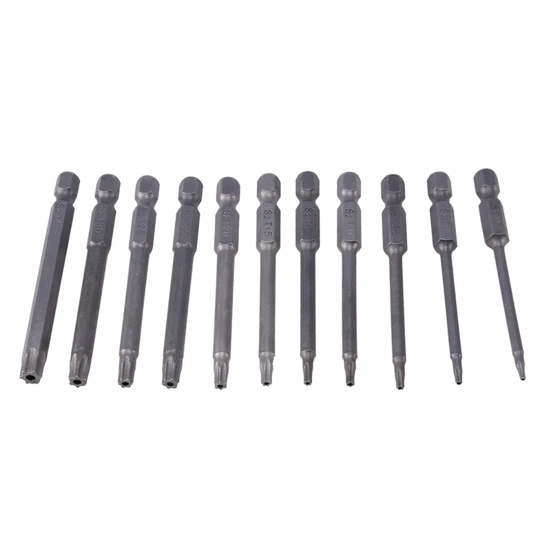Promotion! 11Pcs 75Mm Magnetic S2 Steel Screwdriver Bits Hex Torx Head T6/T7/T8/T9/T10/T15/T20/T25/T27/T30/T40 |