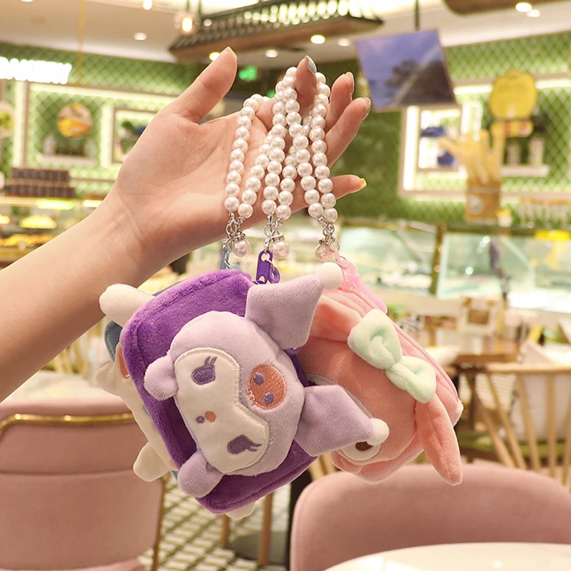 

Sanrio плюшевый Кошелек Cinnamoroll MyMelody Kuromi плюшевые кавайные плюшевые жемчужные подвески для девочек фотоигрушки Рождественский подарок