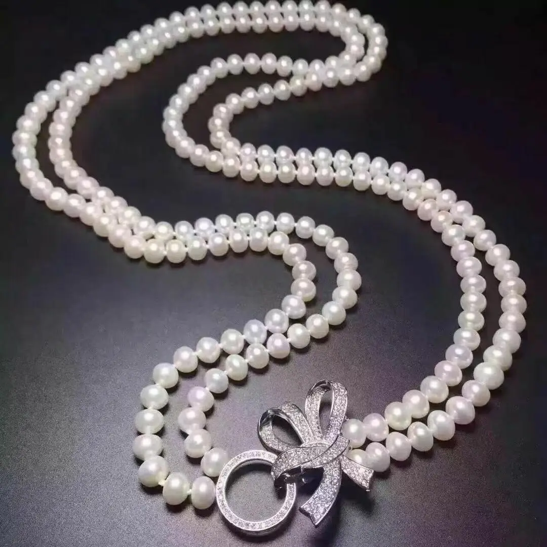 Two Strands 8-9mm South Sea White Pearl Necklace 26