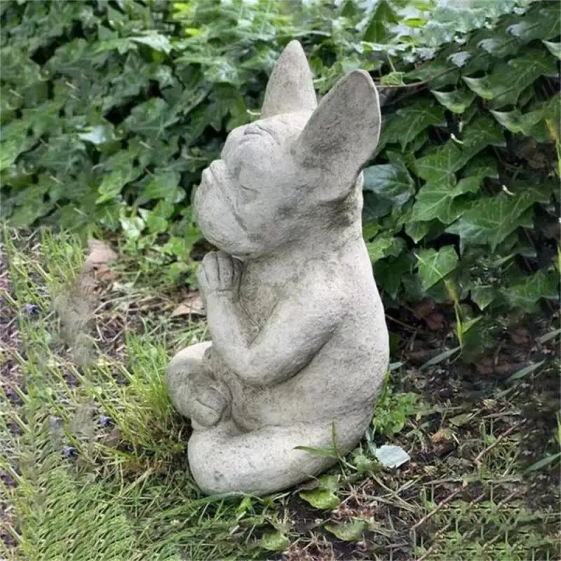 

Bulldog Sculpture Waterproof Dog Statue Yoga Pose Resin Garden Decoration Meditation Dog Resistant
