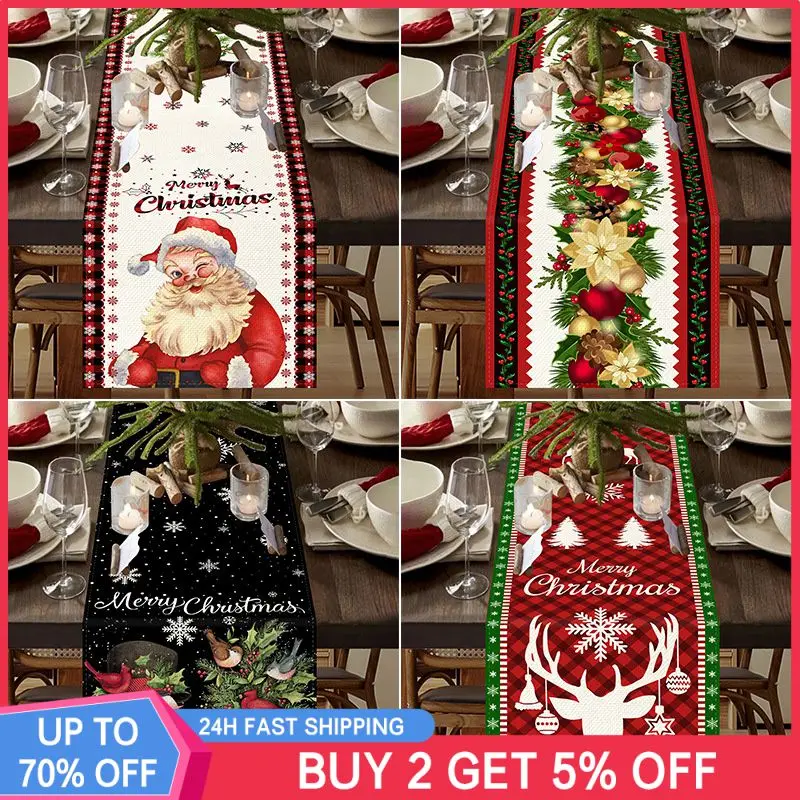 

Декоративная скатерть для стола из высококачественного льняного материала, скатерть с принтом, Рождественское украшение, льняная скатерть с принтом