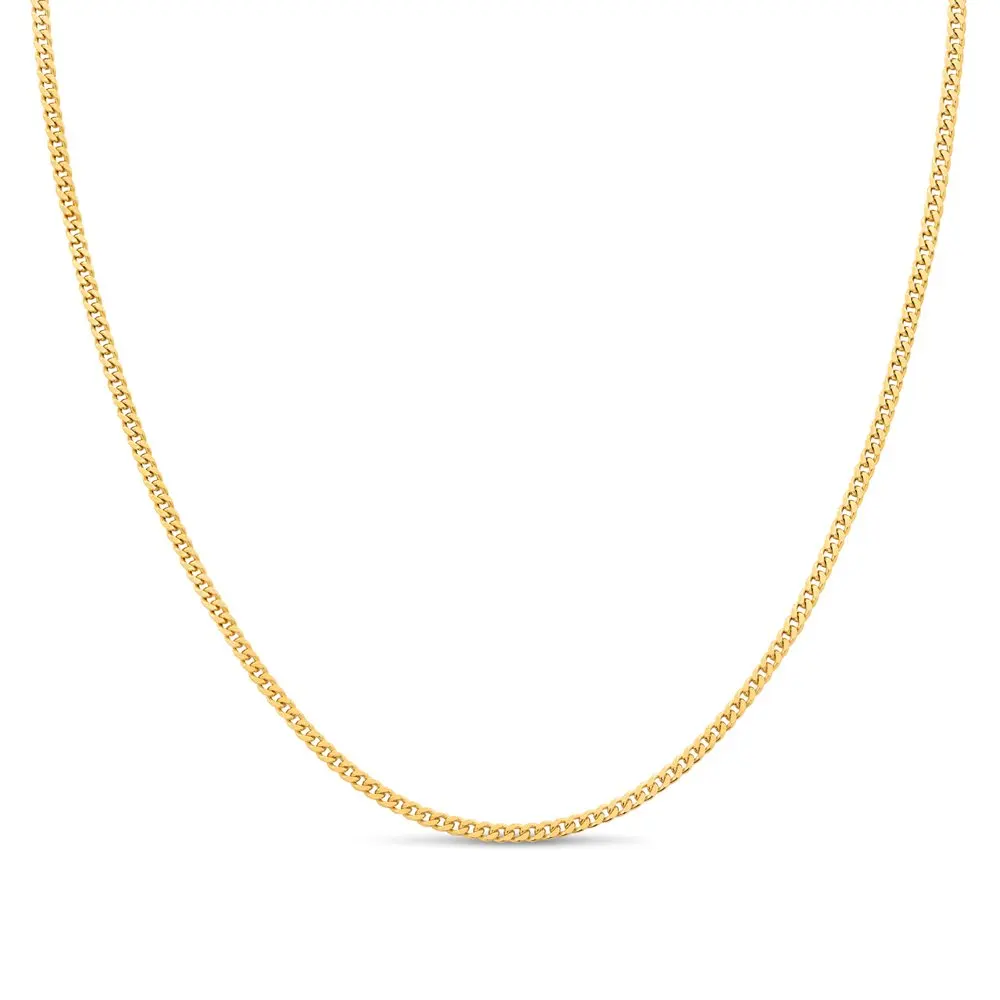 

14K Gold Plated Sterling Silver Cuban Curb Chain 1.8mm Women`s or Men`s Necklace, Italy, Curb Link 22" Necklace
