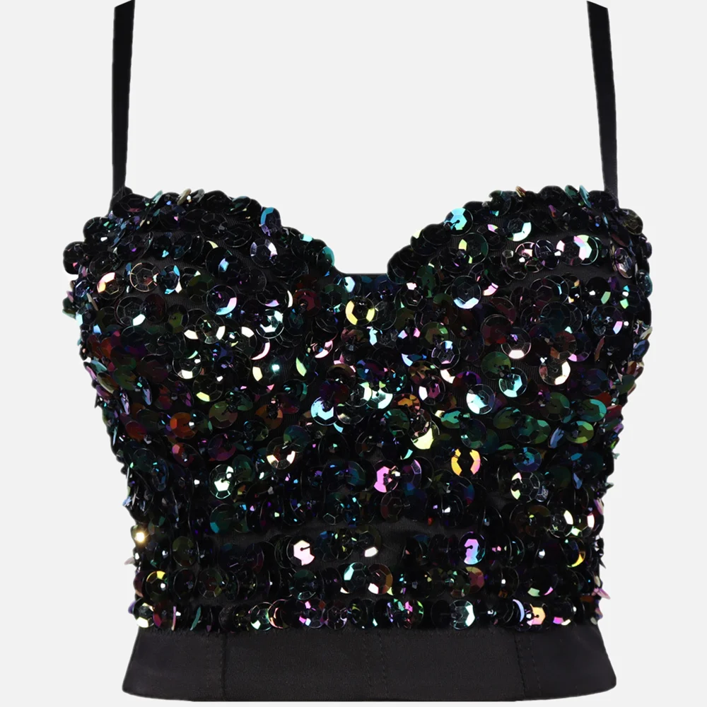 

Сексуальный женский топ с блестками, бюстгальтер пуш-ап для вечерние, женская одежда, бюстье, модная Клубная блуза, спортивный корсет, женск...