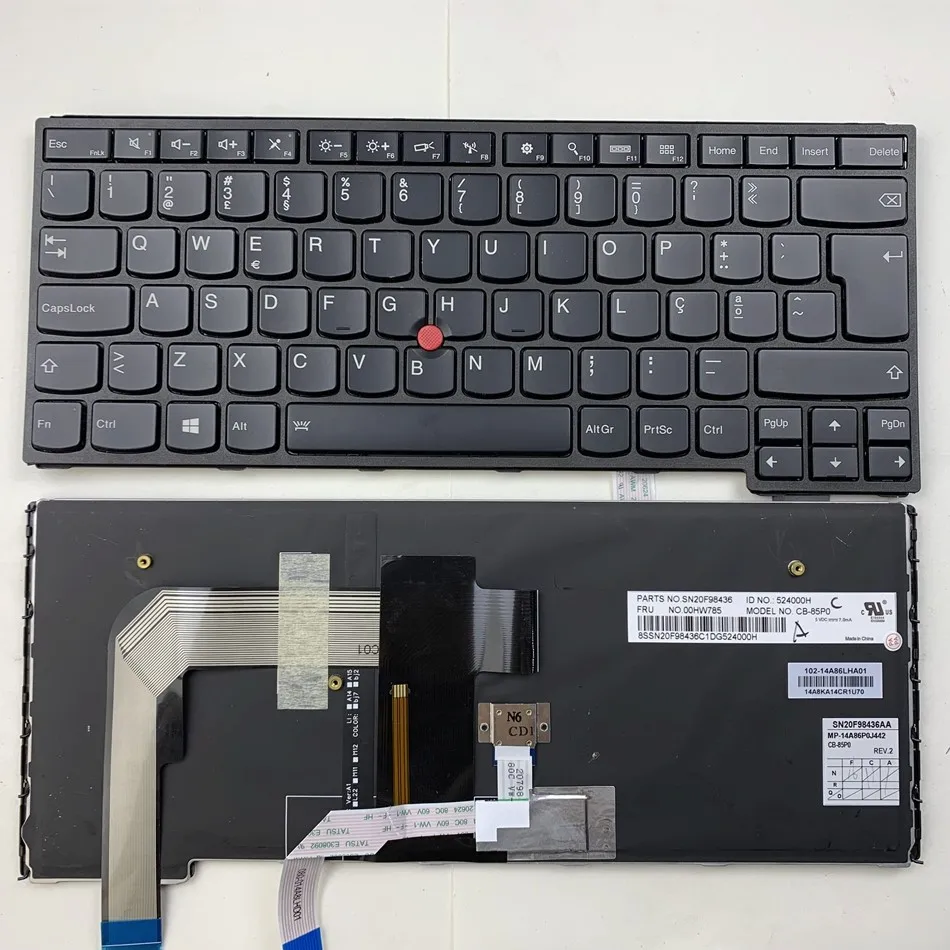 

Portuguese Backlit Laptop Keyboard For Lenovo Thinkpad S3 Yoga 14 00HW785 SN20F98436 Model CB-85P0 PO Layout