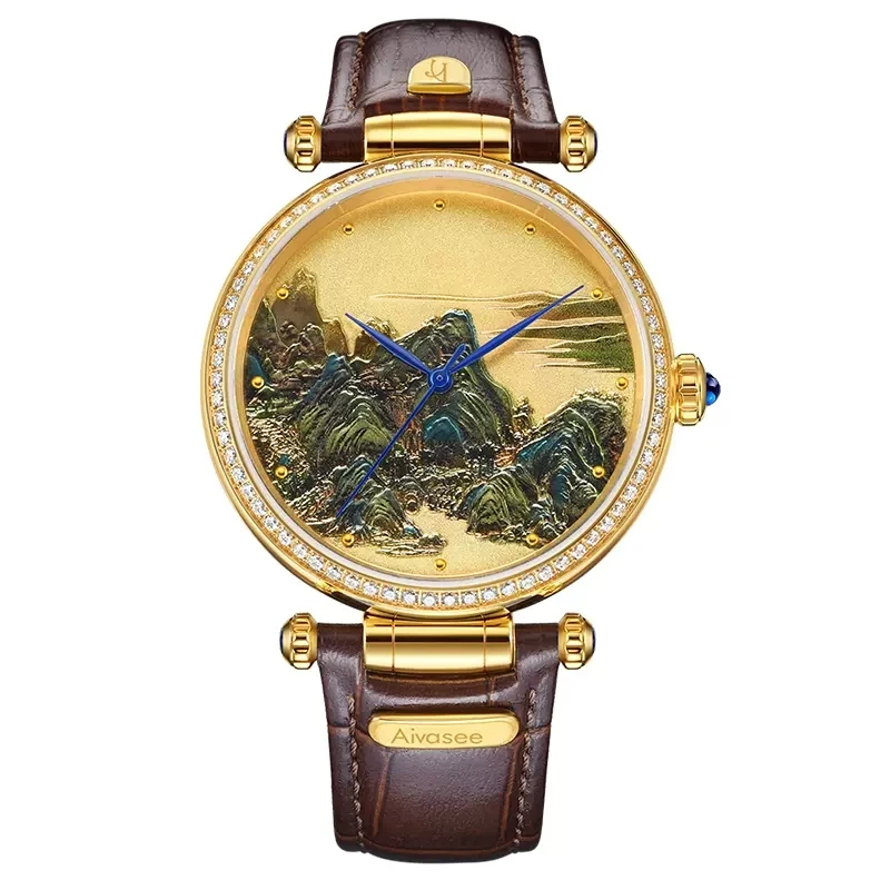 

Jade Watch Men Tough Guy Automatic Mechanical Male Timer Luxury Women WristWatch Classic Embossed Gift Personality Couple Clock