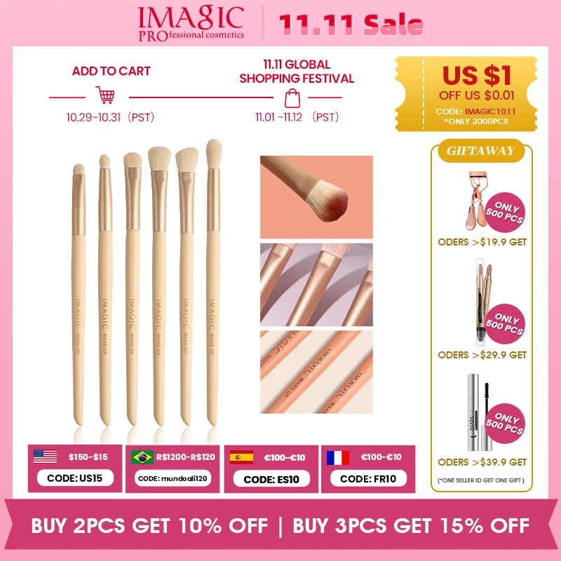 

IMAGIC Eyeshadow Eyeliner Brushes Tool Makeup Brush Highlighter Multifunctional Soft Synthetic Cosmetic Professional Beauty Kits