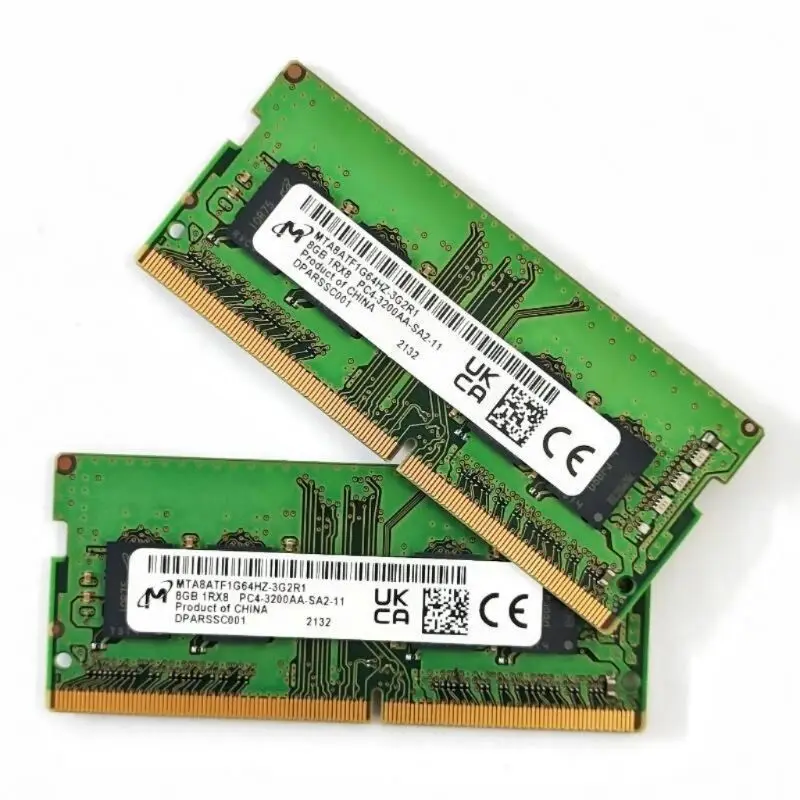 Оперативная память Micron DDR4 8 ГБ, 3200 МГц, 260 контактов, 1,2 В, память для ноутбука ddr4, 8 ГБ 1RX8 PC4-3200AA-SA2-11 SODIMM, память для ноутбука (art.: 3920cb89fef0e) - 3920cb89fef0e