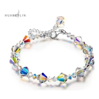 colorful square crystal bracelet ring exquisite luxury fashion girlfriends bracelet female couple bracelet valentines day gift