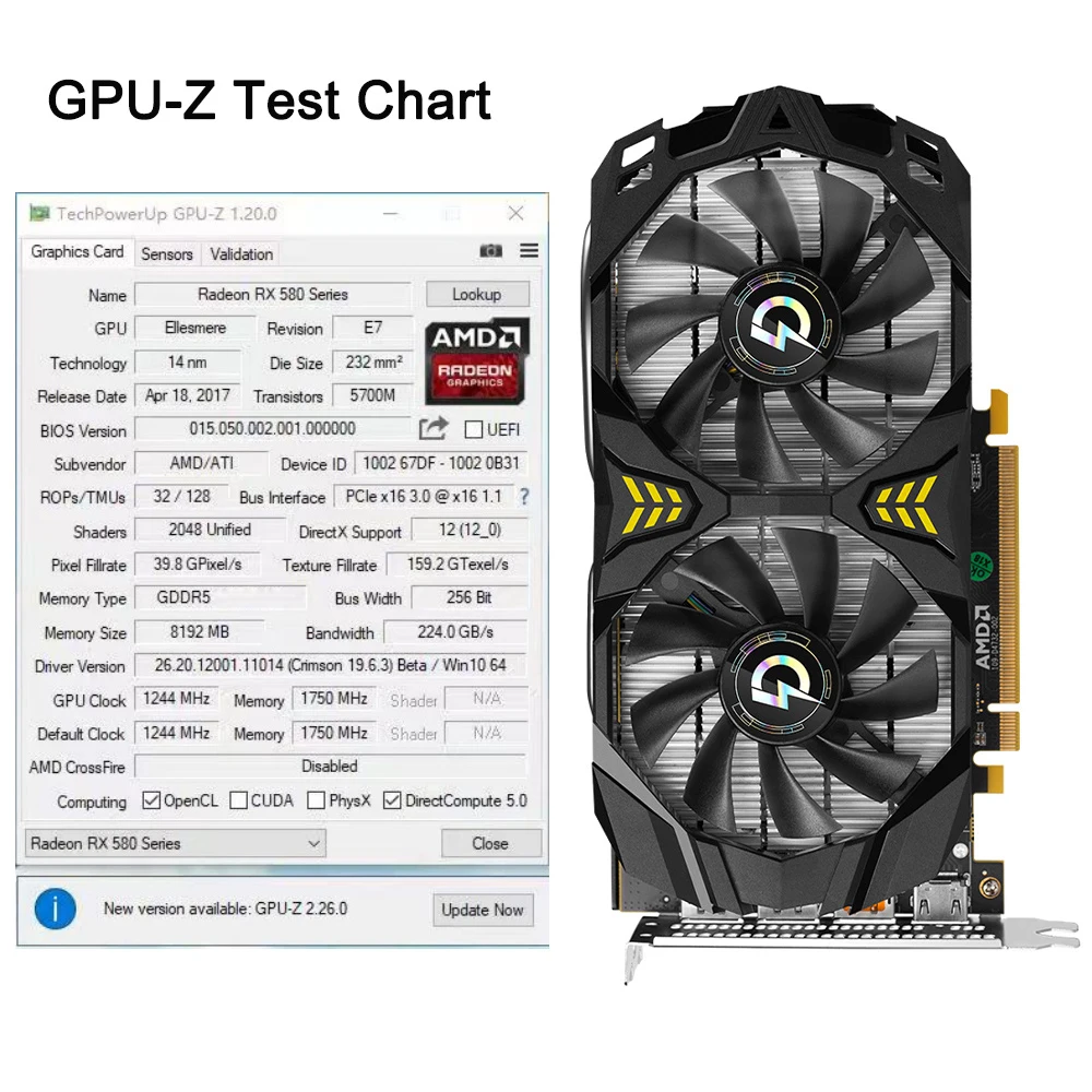 Графическая карта RX580 2048SP GDDR5 8 Гб 256 бит игровая видеокарта для AMD Radeon RX 580 PCIE PCI-E 3 0 *