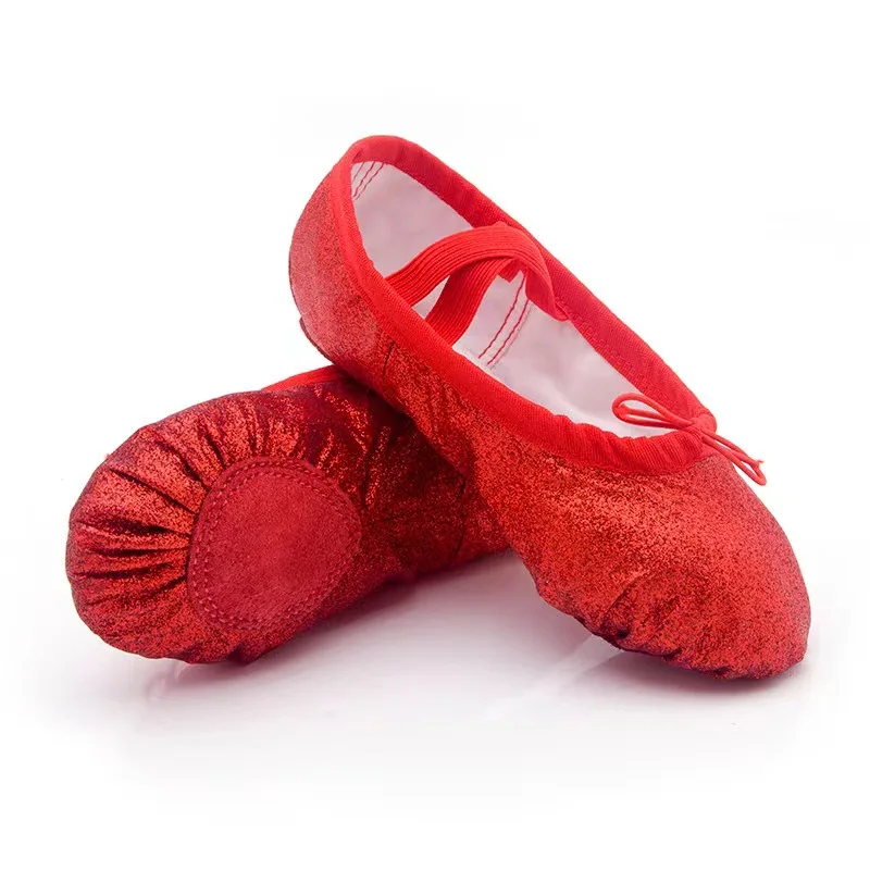 USHINE Glitter Ballet Dance Shoes Yoga Gym Flat Slippers Pink Blue Rose Red Colors Ballet Dance Shoes for Girls Children Women