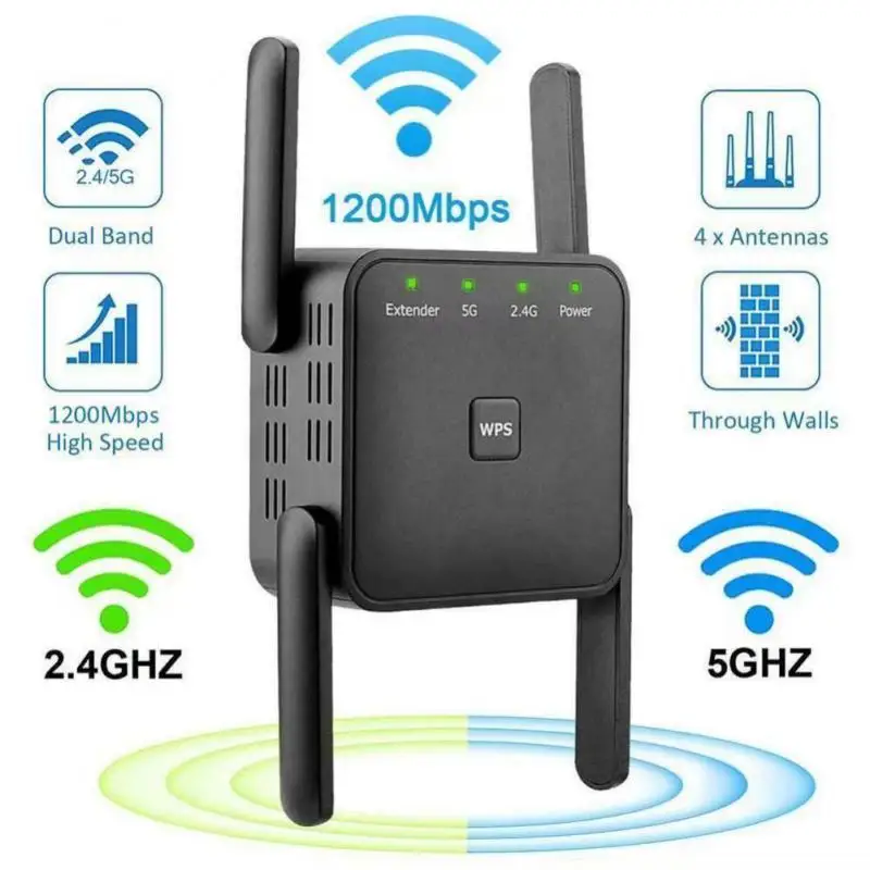 

Signal Boosters 5Ghz Wifi Repeater Wireless WiFi Booster 1200Mbps Wifi Amplifier 802.11AC Router 2.4G Signal Long Range Extender