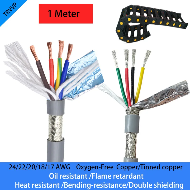 

Shielded Cable TRVVP Heat-Resistant Electric Wire 24/22/20/18/17AWG 2/3/4/5/6/7/8 Core Gray PVC Insulated Towline/CNC Cable