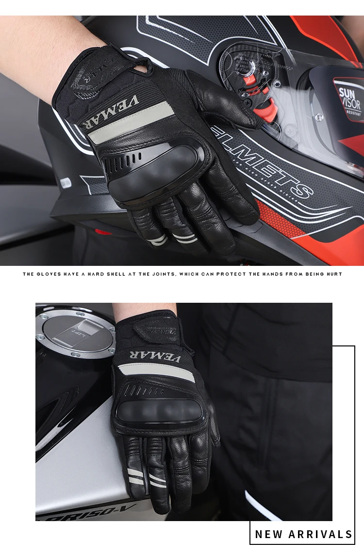 Мужские мотоциклетные перчатки Vemar защитные красные для сенсорных экранов