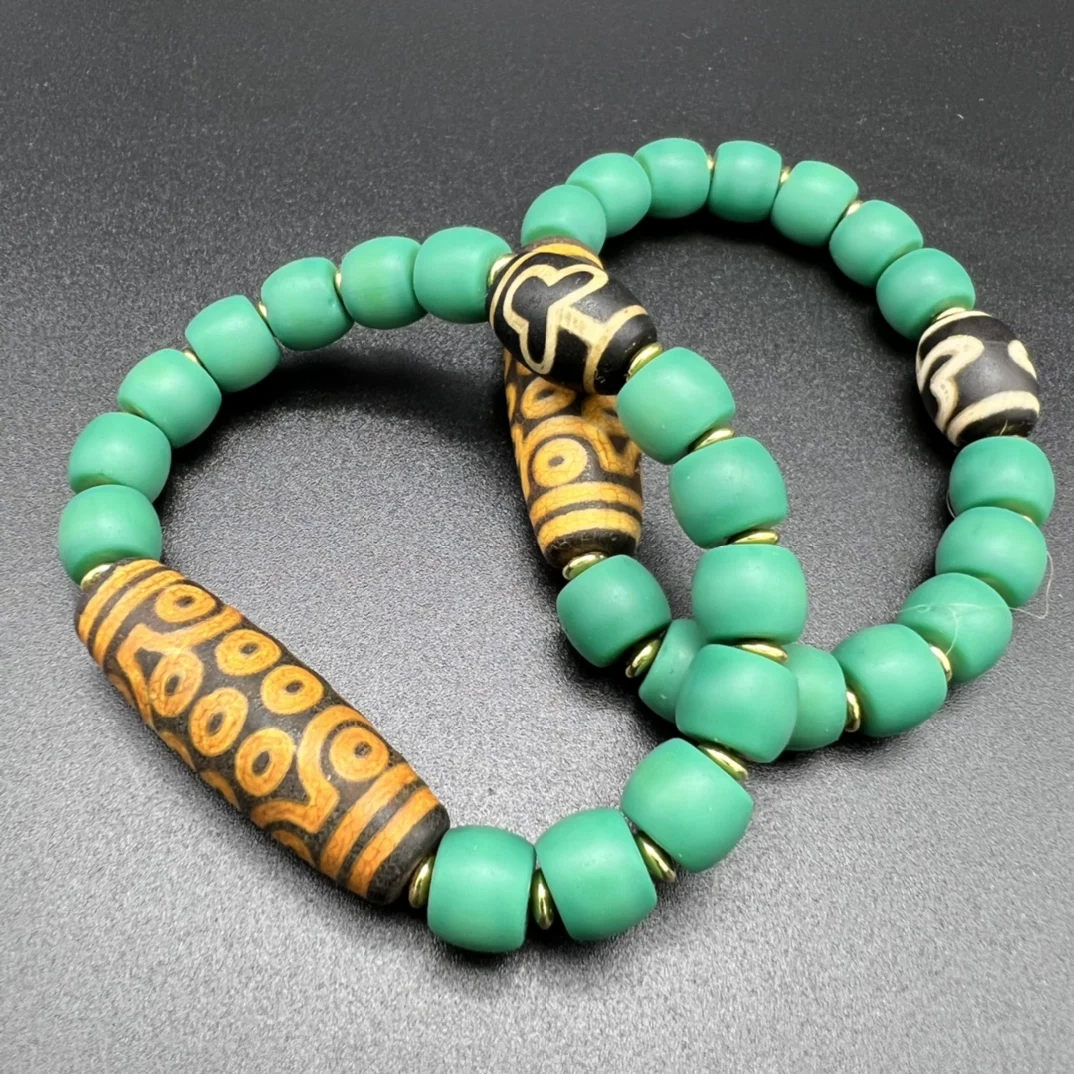 

1pcs/lot Natural Boutique Yellow Twenty-One Dzi Bodhi Tree Blue Blood Palau Glass Bracelet gem jewelry folk-custom falling stone