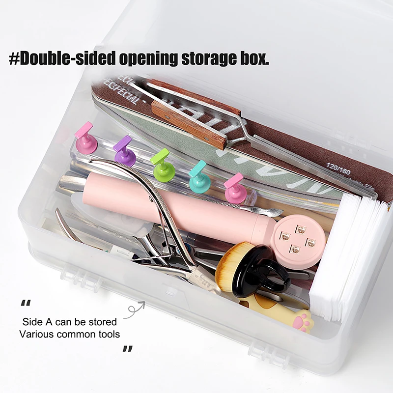 Двусторонний дизайн ногтей прямоугольный пластиковый прозрачный ящик для