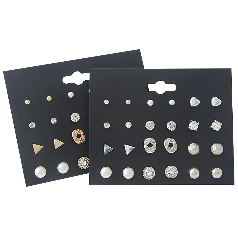 

1 Set of Gold and Silver Imitation Pearl Earrings Set Women's Geometric Light Luxury Elegant Ball Stud Earrings Set2022