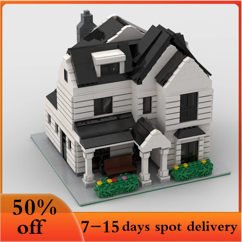 

Modular Neighborhood white house Customized MOC Building Blocks Street View Bricks Assembled Adult Birthday Children Toys Gifts