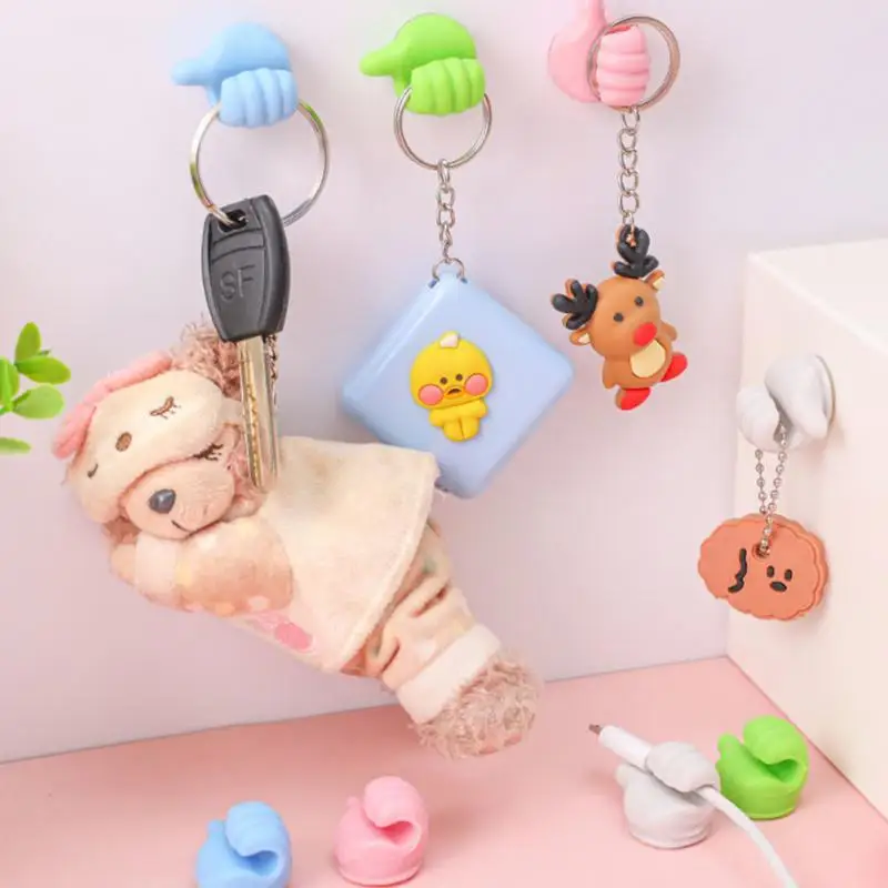 

8 шт. Настольный органайзер для хранения кистей, силиконовый настенный крючок с большим пальцем, зажим для кабеля, проволока, настенная накл...