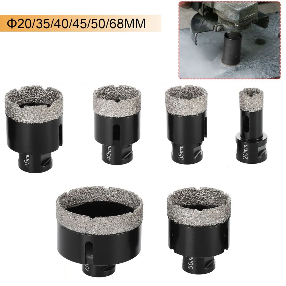 

6PCS M14 Thread Vacuum Thread Brazed Hole Opener Drilling Core Bits Drill Bits For Diamond Ceramic Tile Granite Marble 20mm-68mm