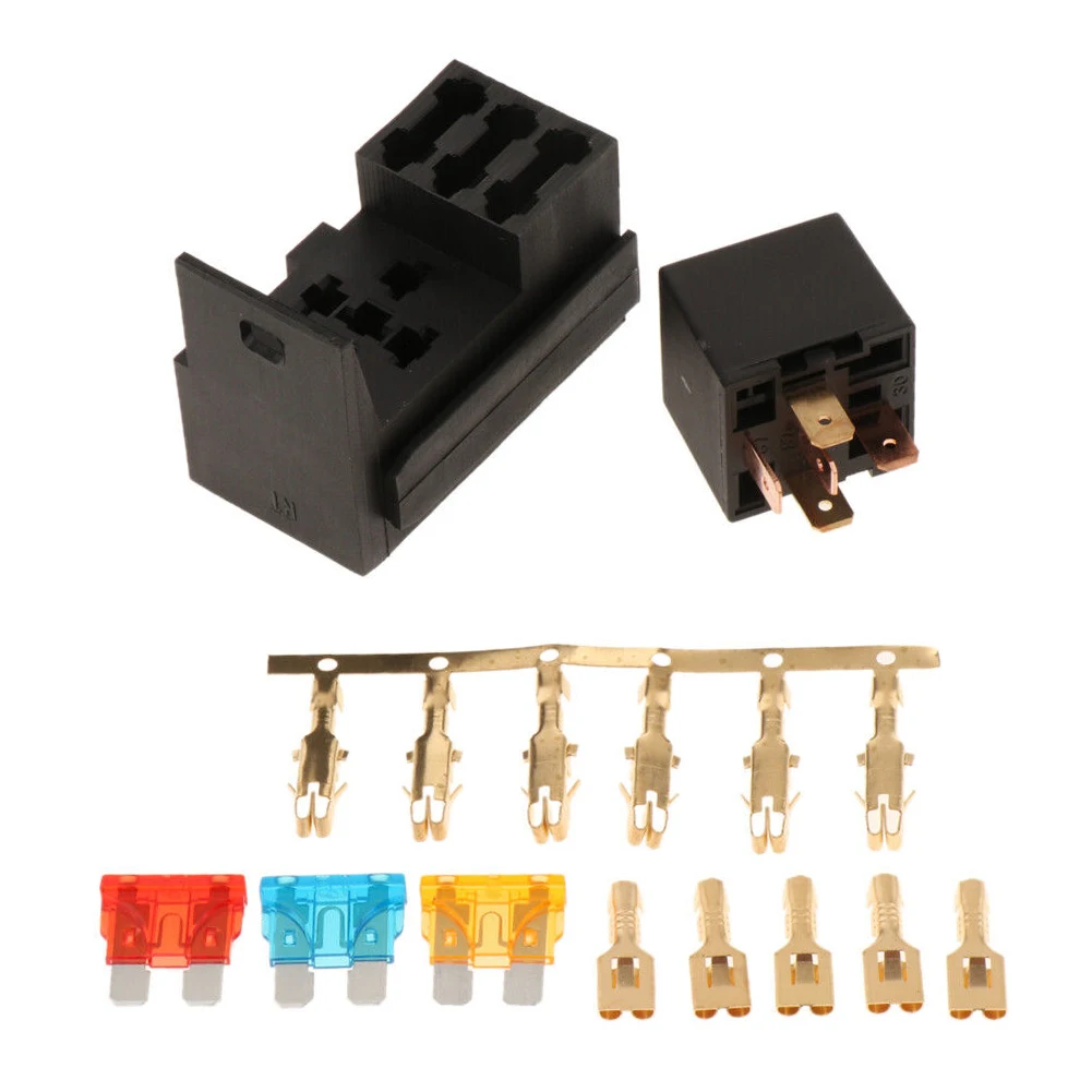 

Durable 4Slot Relay Fuse Holder Box 25A Relay Seats with 3 Blade Fuses Perfect for Marine Bike Yacht Tanker