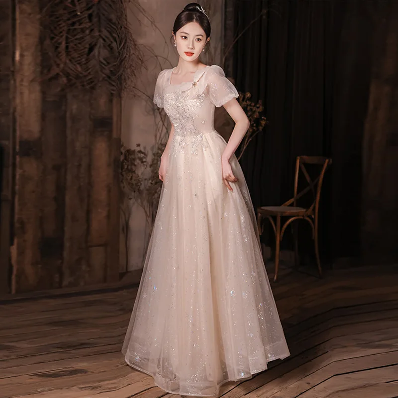 

dinner dress party evening gown floral Female Birthday Banquet L0669