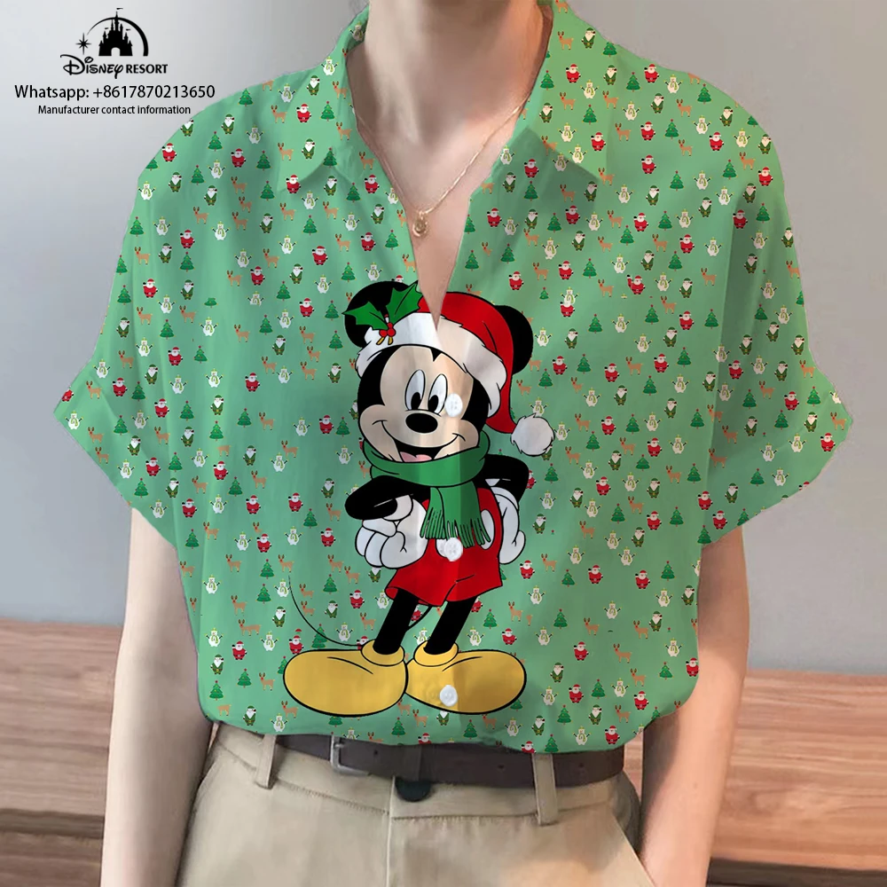 Рождественская Новинка брендовые рубашки с коротким рукавом Винни-пух и Микки
