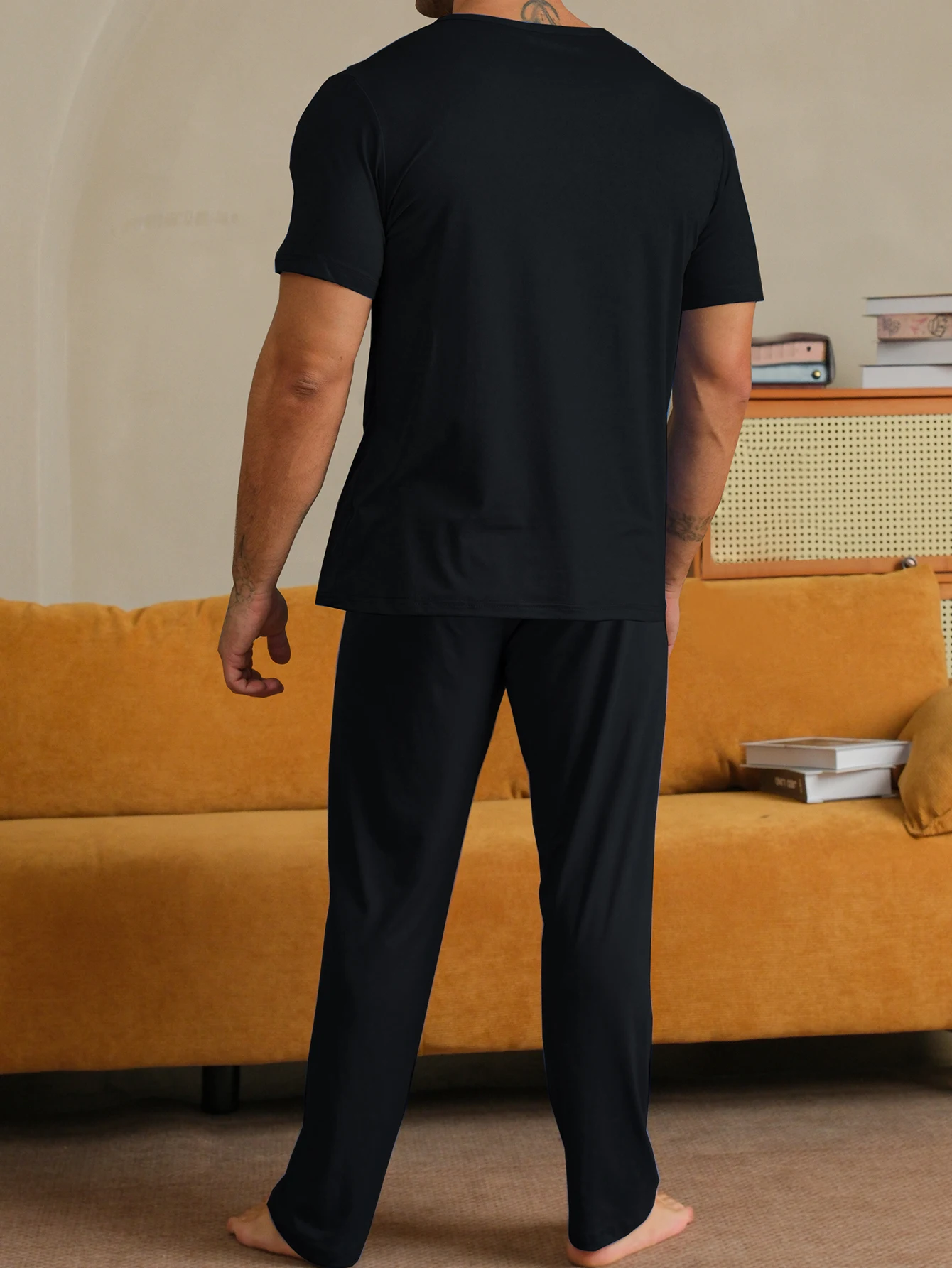 Мужской пижамный комплект из полиэстера с принтом звезды и луны