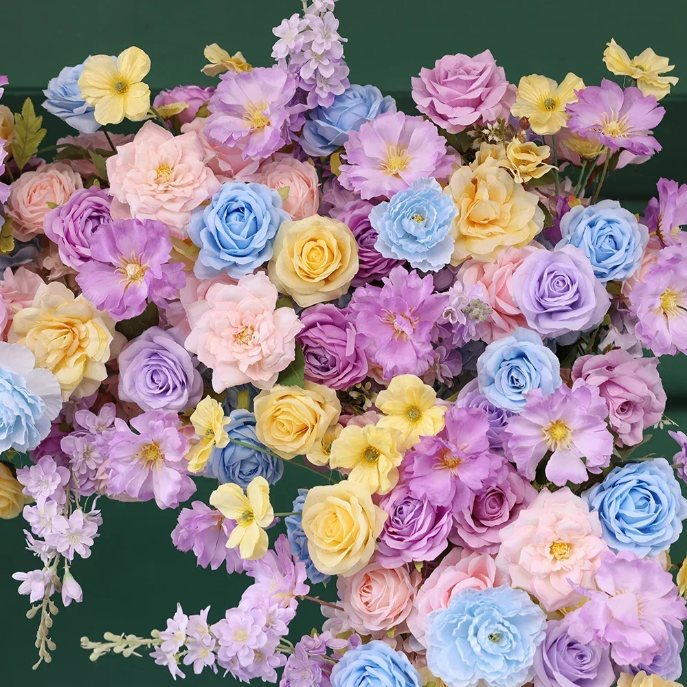 Светло-розовая фиолетовая желтая серия роскошная искусственная роза цветочная