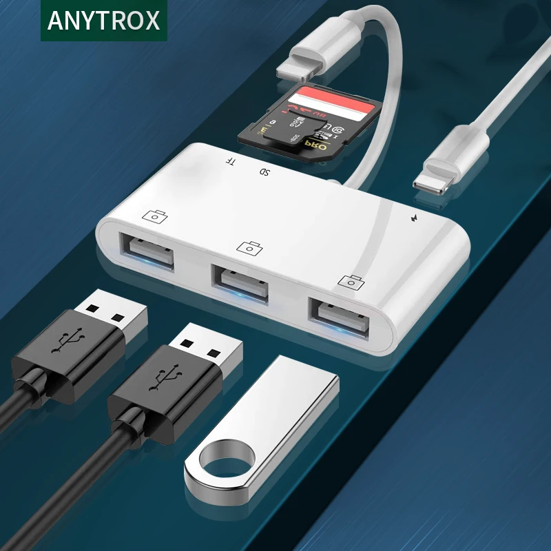 Фото Адаптер/кабель для камеры Lightning/USB 3 iphone iPad к OTG кардридеру/концентратору ipad USB