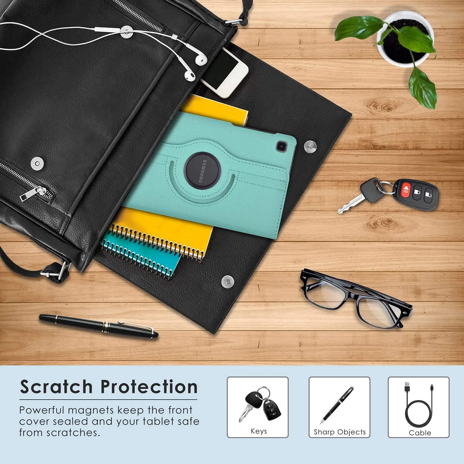 Фото Чехол для Samsung Galaxy Tab A7 Lite 8,7 дюйма, 2021 SM-T220/T225, чехол-книжка из искусственной кожи с функцией подставки, вращающийся чехол с функцией автоматического сна/пробуждения №4