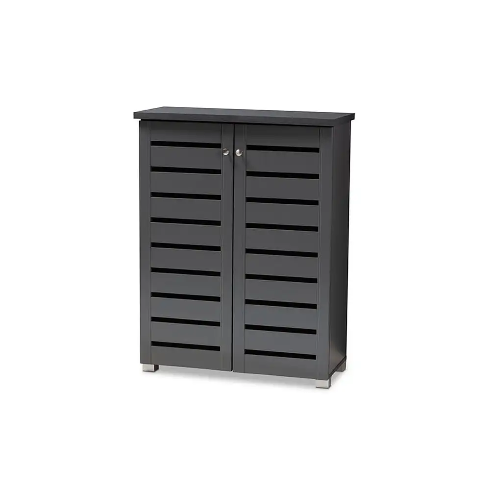 

Modern Contemporary Dark Gray 2-Door Wooden Entryway Shoe Storage Cabinet