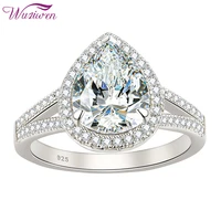 wuziwen halo pear oval perfect cut promise engagement ring for women aaaaa cz simulated diamond 925 sterling silver jewelry