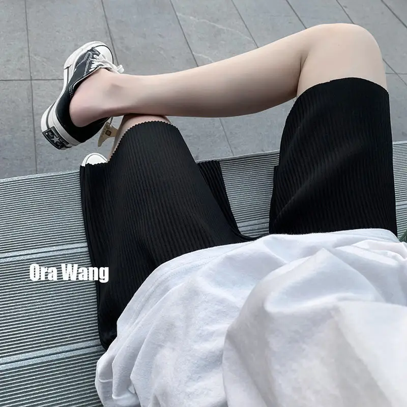 Плиссированные шорты slik мужские свободные универсальные Капри в Корейском стиле