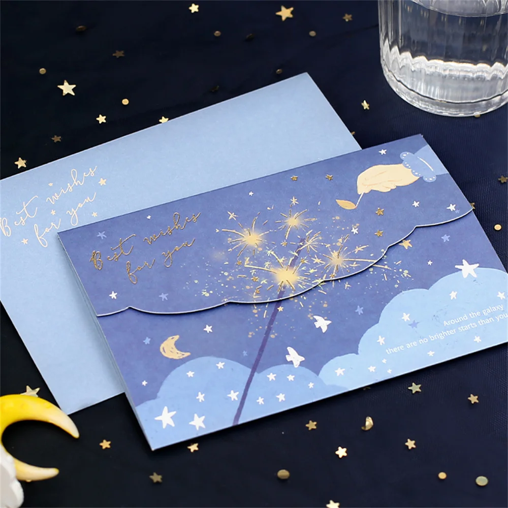 

4set Gentle Between Palms Series Envelope Set with Fold Greeting Card Wedding Fresh Art Blessing Message Card School Supplies