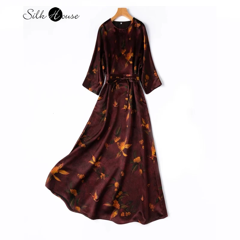 Женское удлиненное платье из натурального шелка толщиной 60 мм