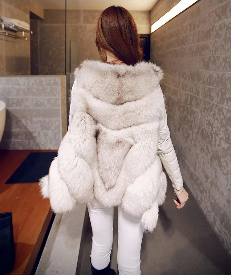 Women's Faux Fur Jackets Sleeve Winter Detachable Faux Sheepskin Coat Thick Warm With Fur Fox Collars Female Furs Vest Oversize