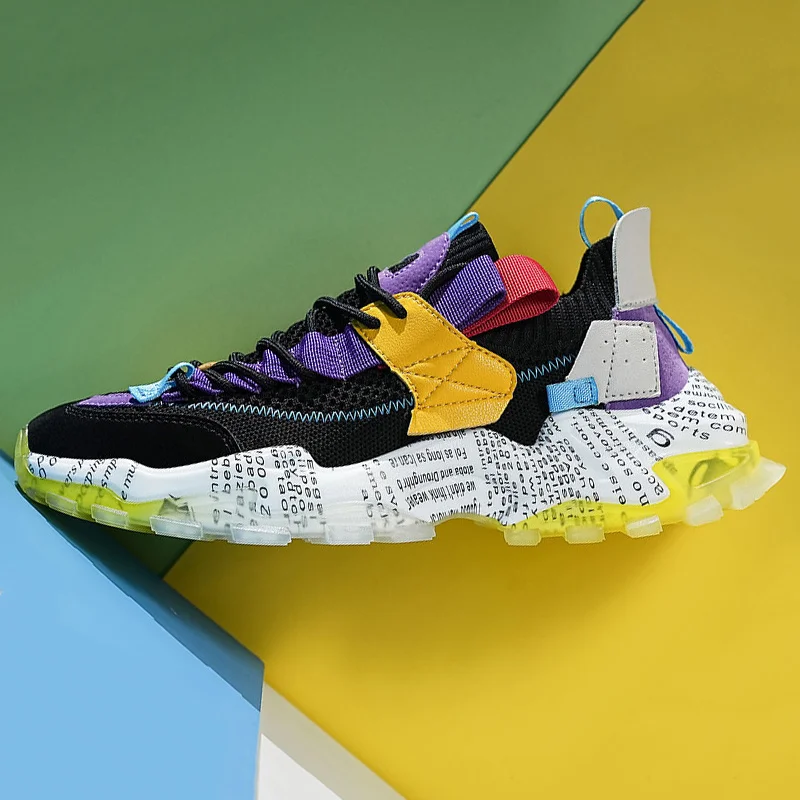 Men's Sneakers Casual Shoes Running Comfortable Tennis Elastic Fly Woven Breathable Sports Fashion Non-slip Male Shoes Jogging