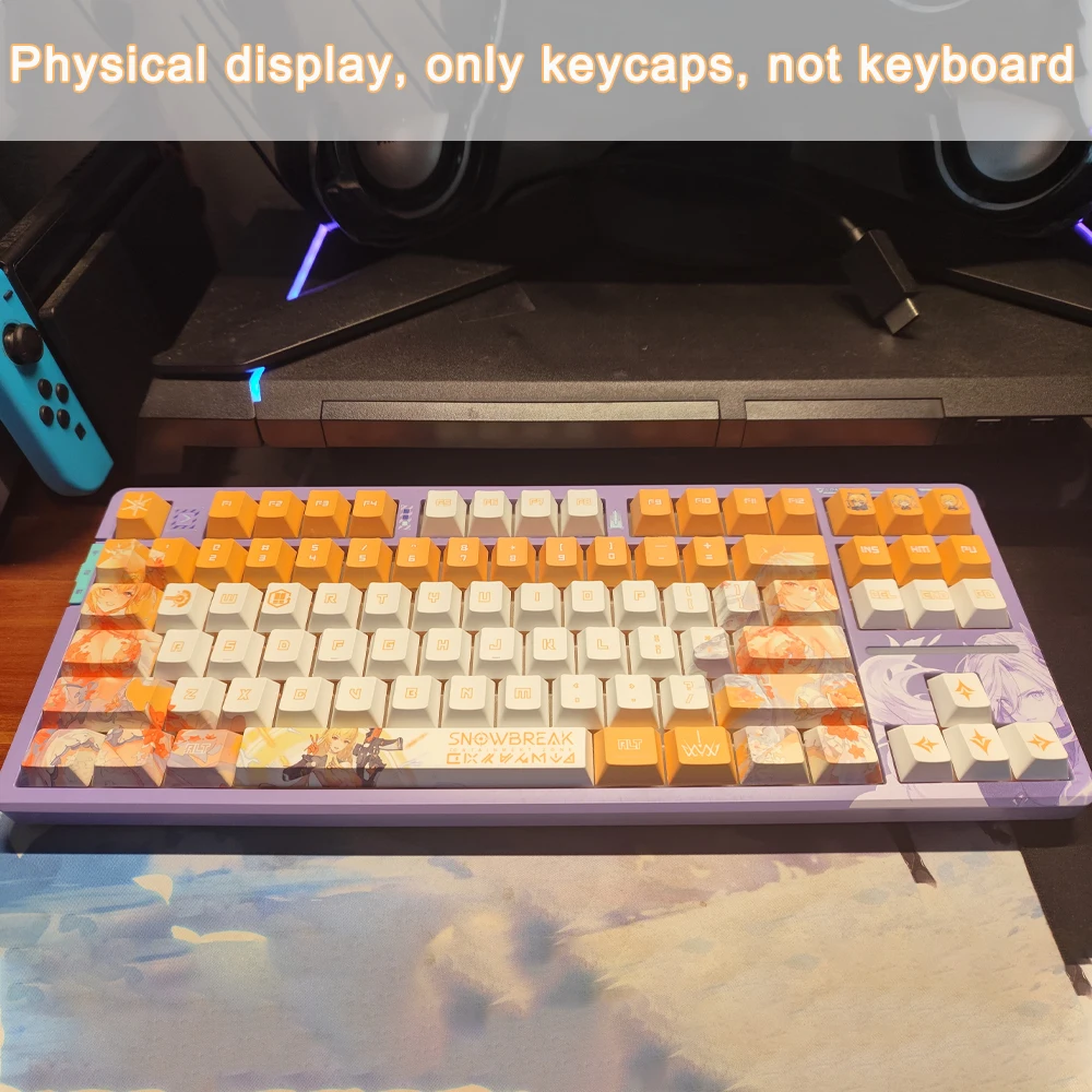 Фото Кейкапы Project Snow PBT с сублимационной печатью, профиль Cherry, для клавиатур: Anime Game Dustborn, Fenny, Guiltcrown, Lyfe, Bestla №1