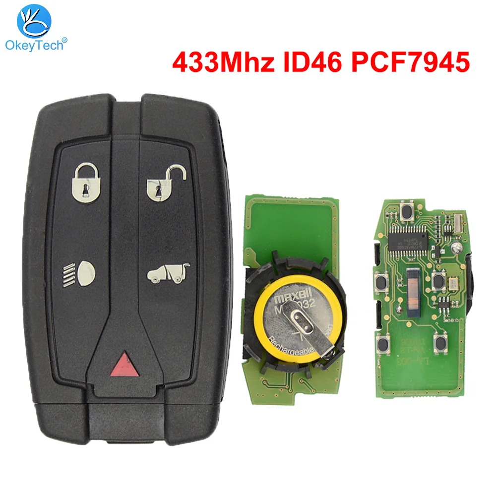 

OkeyTech Smart Remote Car Key 5 Buttons For Land Rover Freelander 2 315/433MHZ ID46 7945Chip Keyless Entry Fob Case Insert Blade