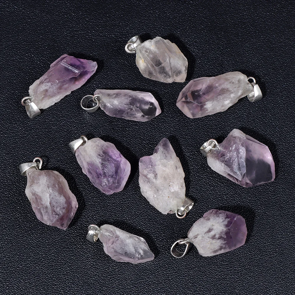 

Natural Stone Amethysts Pendant Rough Tourmaline Stone Charms Healing Quartz Crystal Pendants for Jewelry Making Necklace DIY