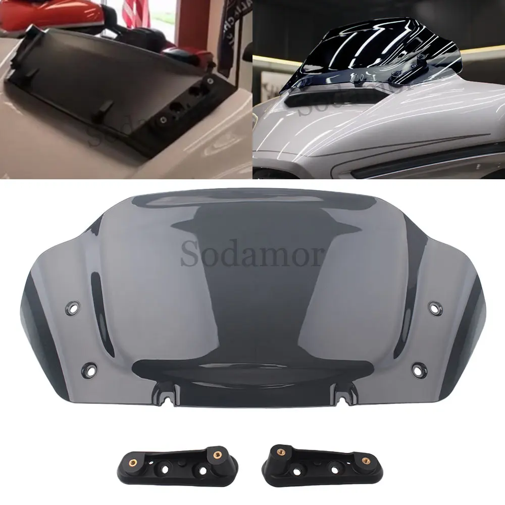 

Для Harley Street Glide FLHX/I CVO FLHXSE передний верхний обтекатель лобового стекла ветровой дефлектор капот двигатель ветрового стекла 2023 2024 + 10 дюймов