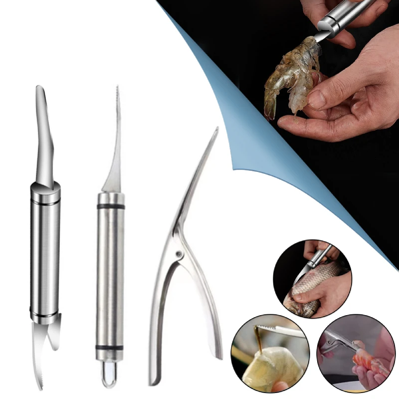 

Fast Shrimp Peeler Stainless Steel Multifunctional 6 In 1 Fish Knife Shrimp Line Cutting Lobster Shell Remover Scale Peeler