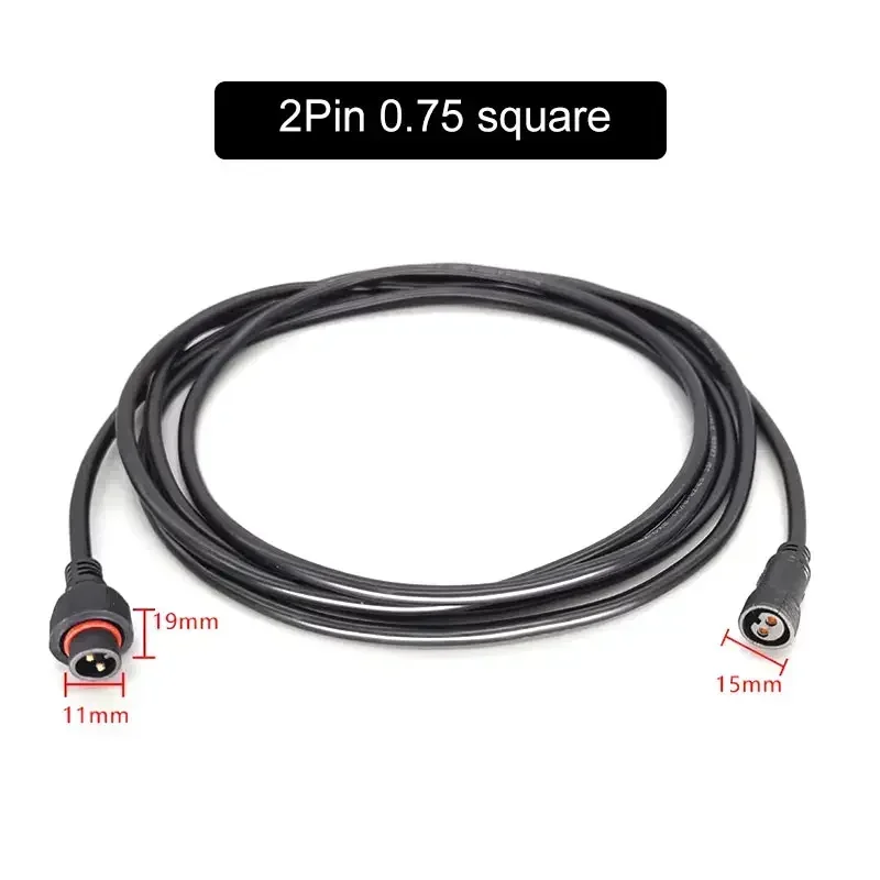 2-контактный водонепроницаемый удлинительный кабель «папа-мама» 0,3/0,5/0,75/1,0/1,5/2,5 квадратный уличный светодиодный разъем 10 м шнур питания лампы