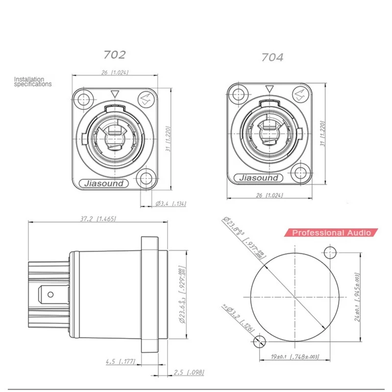 

Audio Socket Blue Power Input Copper Core Ring Aviation Plug White Power Output Stage Lighting Power Core Accessories Jack