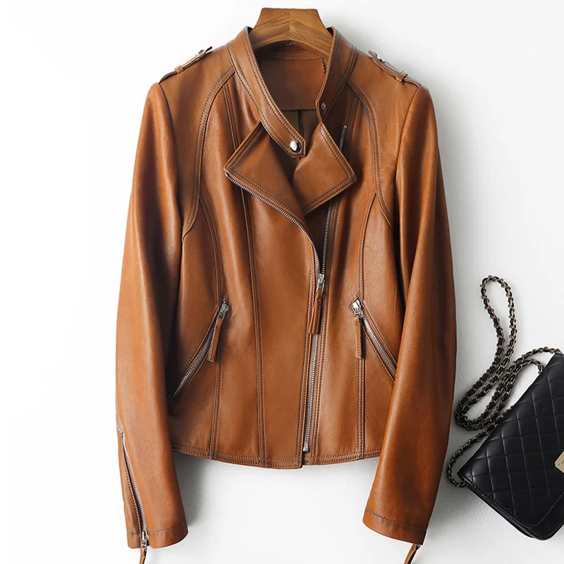 

Демисезонные Новые поступления 2022, Куртки из натуральной кожи для женщин, модная уличная одежда, Искусственная овчина CL4039