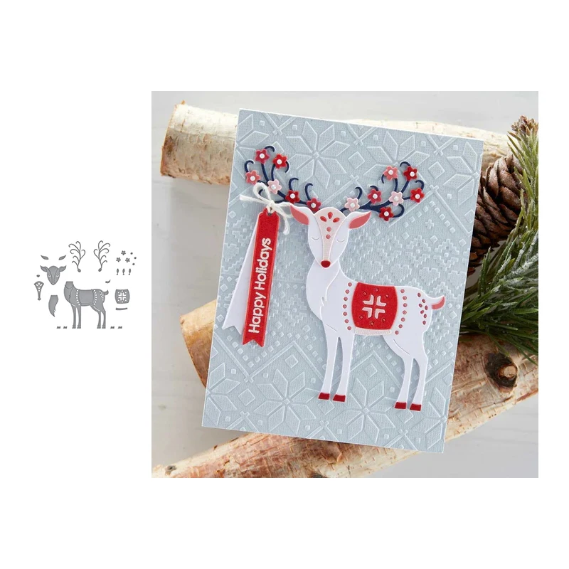 

New Happy Holiday Sika Deer Craft Metal Cutting Dies for Scrapbooking Stencil Mold Frame Punch Mould Decoration Template Model
