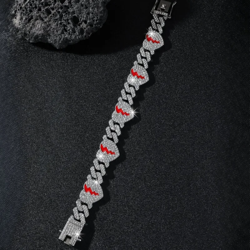 Кубинский браслет в стиле хип-хоп для мужчин и женщин из сплава с бриллиантовыми